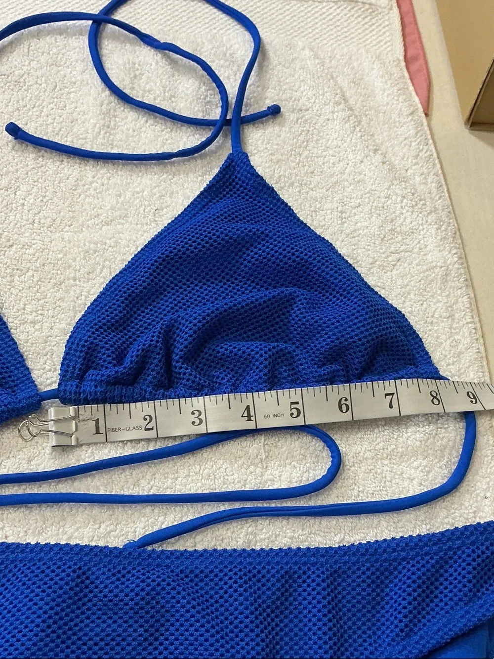 No Boundaries Royal Blue Textured Triangle Bikini Set